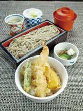 Tempura rice bowl and soba meal set