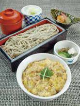 Chicken and egg rice bowl and soba meal set