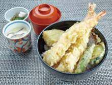 Seafood and vegetable tempura rice bowl