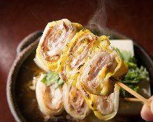 Pork skewer sukiyaki hot pot