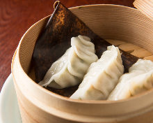 Steamed lotus root and shrimp gyoza