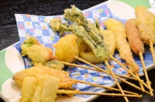 Assorted fried skewers