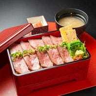 Wagyu beef steak in a lacquered box
