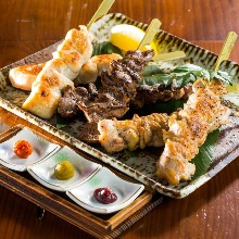 Assorted grilled skewers