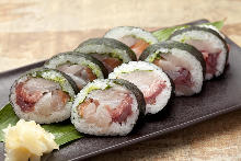 Seafood futomaki sushi rolls