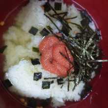 Mentaiko chazuke (marinated cod roe and rice with tea)