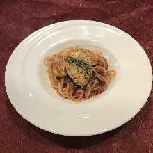 Pasta with eggplant tomato sauce