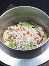 Anchovy, Ume (Plum), and Chirimen-Jako (Semi-Dried Sardine Fry) Kamameshi