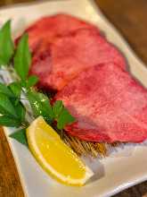 Thickly sliced premium beef tongue