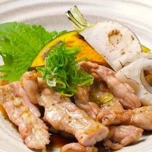 Cooked Jidori chicken neck