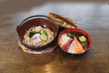 Somen (Wheat noodles) in hot broth
