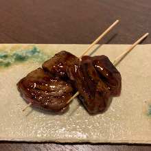 Grilled skirt steak skewer