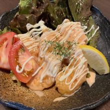 Stir-fried shrimp with mayonnaise