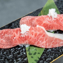 Marbled grilled meat sushi