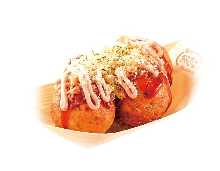 Takoyaki (octopus balls) mixed with mentaiko and cheese