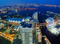 Bird-eye view of Yokohama at night