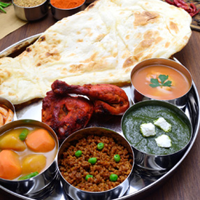 Indian curries rice and naan