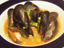 Mussels steamed in wine