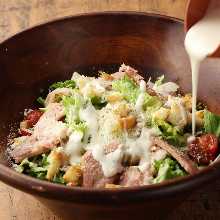 Caesar salad with slow-poached egg
