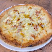 Pizza with Sanriku Sea Squirt and Kesennuma-Style Salted Fish