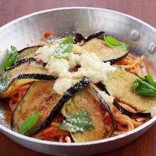 Pasta with eggplant tomato sauce