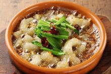 Ajillo of beef small intestine