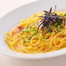 Pasta with mentaiko (marinated cod roe) cream sauce