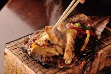 Salted and grilled locally raised chicken