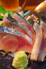 Japanese pickled mackerel sashimi