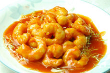 Stir-fried shrimp in chili sauce