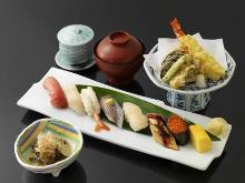 Nigiri sushi lunch setwith tempura