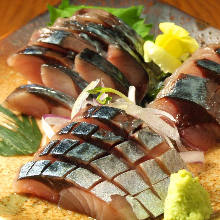 Japanese pickled mackerel sashimi