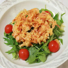 Sakura shrimp fritter salad