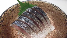 Japanese pickled mackerel sashimi