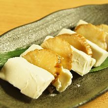 Cream cheese and smoked daikon pickles
