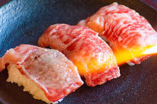 Beef nigiri sushi