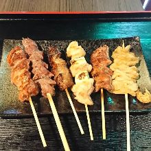 Assorted grilled chicken skewers