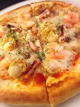 Seafood pizza