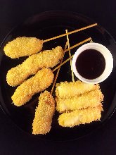 Assorted fried skewers