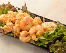 Fried shrimp dressed with mayonnaise