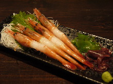 Ama ebi (pink shrimp) sashimi