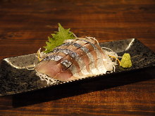 Japanese pickled mackerel sashimi