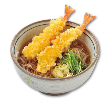 Shrimp tempura on buckwheat noodles