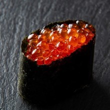 Salmon roe gunkan sushi rolls