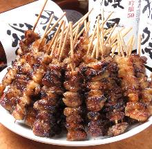 Chicken skin skewer