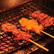 Assorted grilled chicken skewers