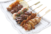 Assorted grilled skewers