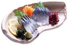 Japanese pickled mackerel sashimi