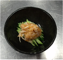 Food dressed with pickled plum paste Food dressed with pickled plum paste