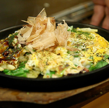 Pork and green onion okonomiyaki